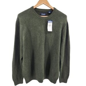 Chaps Mens XL Green Textured Knit Crewneck Sweater NWT MSRP $70